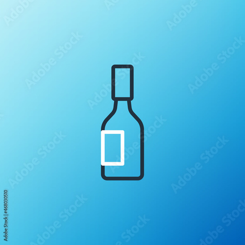 Line Tabasco sauce icon isolated on blue background. Chili cayenne spicy pepper sauce. Colorful outline concept. Vector