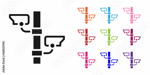 Black Security camera icon isolated on white background. Set icons colorful. Vector