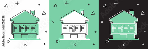 Set Shelter for homeless icon isolated on white and green, black background. Emergency housing, temporary residence for people, bums and beggars without home. Vector