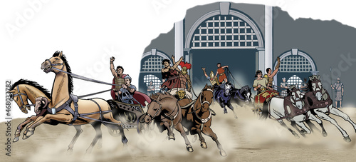 Canvas Print Ancient Rome - War chariots in a Roman amphitheater during games