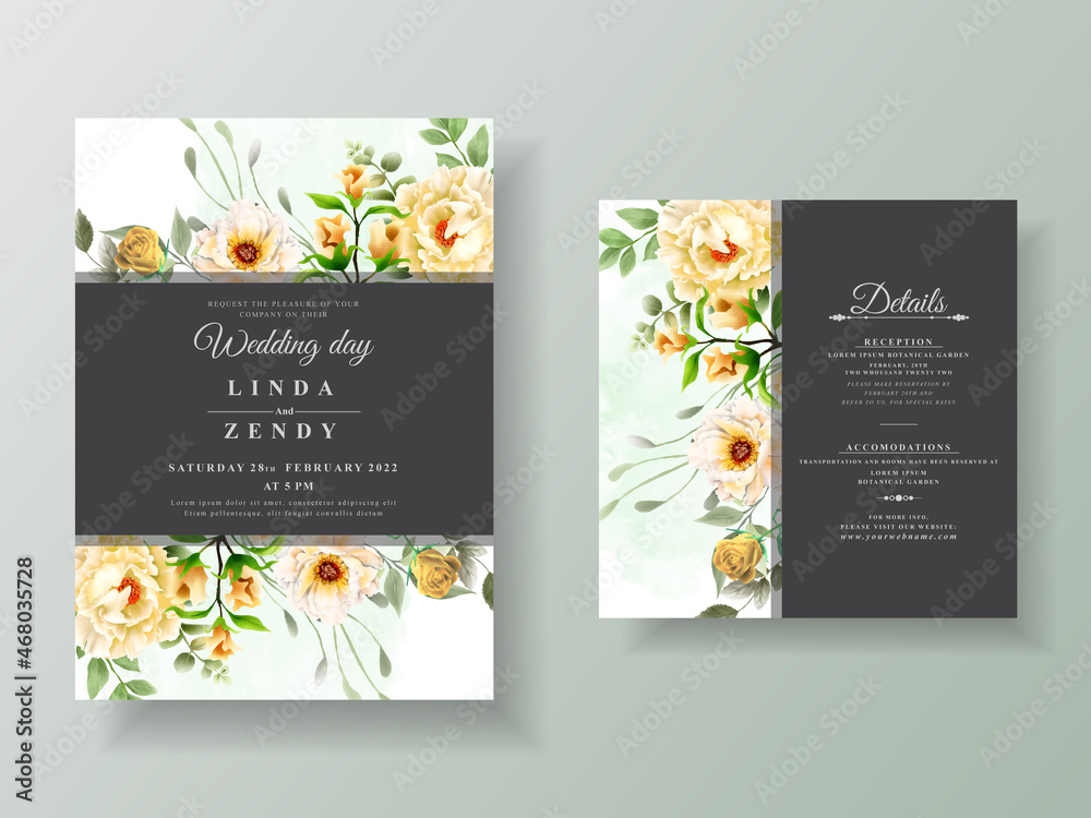 Fototapeta premium Beautiful floral wedding invitation card