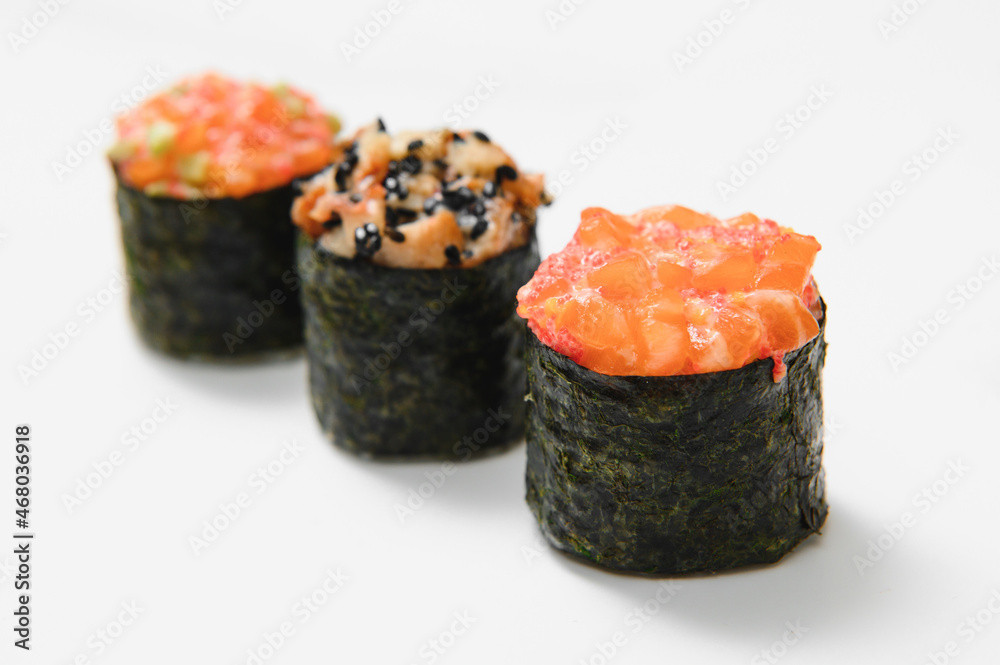 Sushi roll, isolated on white Sushi roll, isolated on white