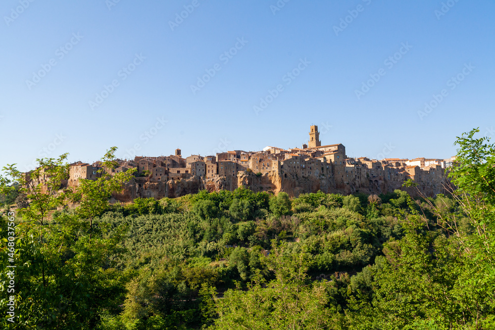 Little medieval town Pitigliano, perched on a tuff rock, Tuscany, italy Little medieval town Pitigliano, perched on a tuff rock, Tuscany, italy