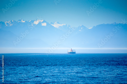 Freighter Sailing in ocean, Canada