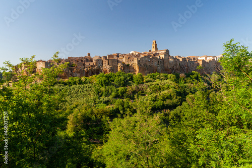 Little medieval town Pitigliano  perched on a tuff rock  Tuscany  italy