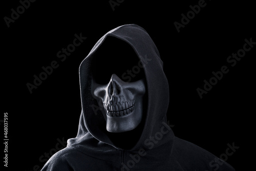 Grim reaper isolated on black background with clipping path