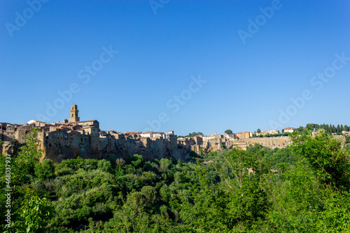 Little medieval town Pitigliano  perched on a tuff rock  Tuscany  italy