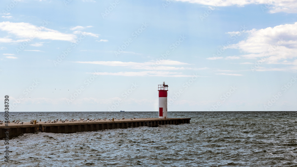 Entrance to Port Dover harbour  on Lake Erie, Ontario, Canada.