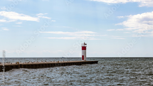 Entrance to Port Dover harbour on Lake Erie, Ontario, Canada.