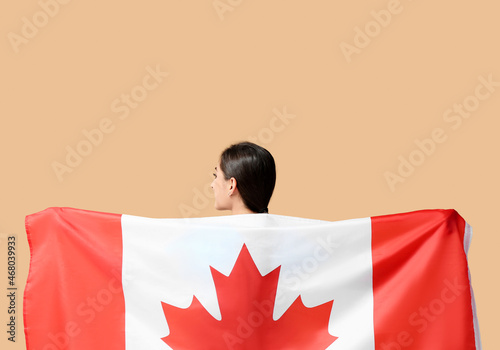 Young woman with national f...