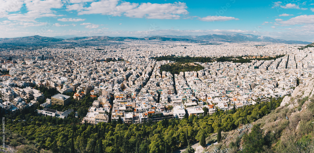 Athens in Greece. Cityview panorama to the capital city, Europe