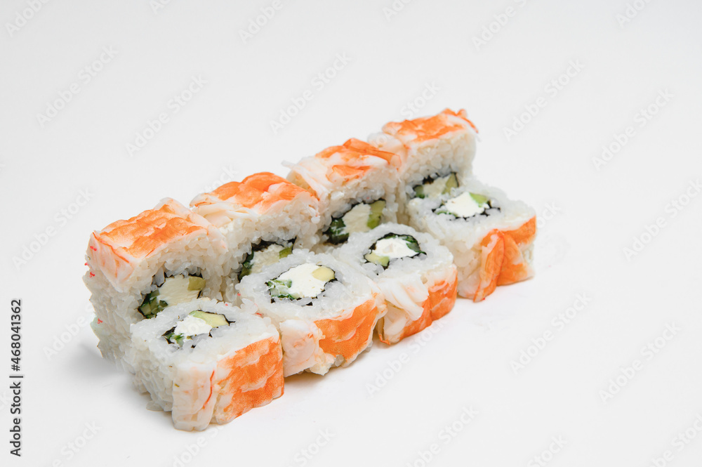 Sushi roll, isolated on white Sushi roll, isolated on white