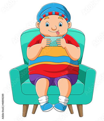 The little boy is playing the game on the hand phone
