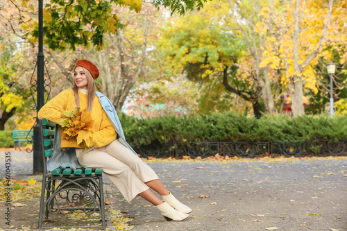 Pretty woman with autumn bo...
