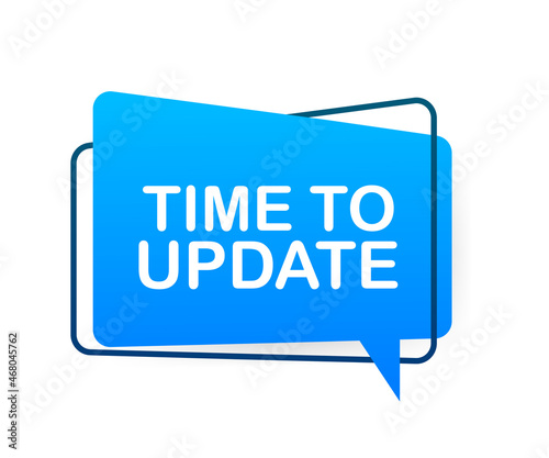 Hand Holding Megaphone with Time to update. Megaphone banner. Web design