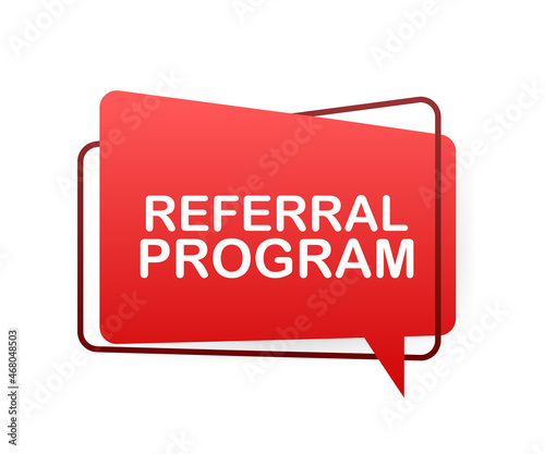 Megaphone label with referral program. Megaphone banner. Web design. Vector stock illustration