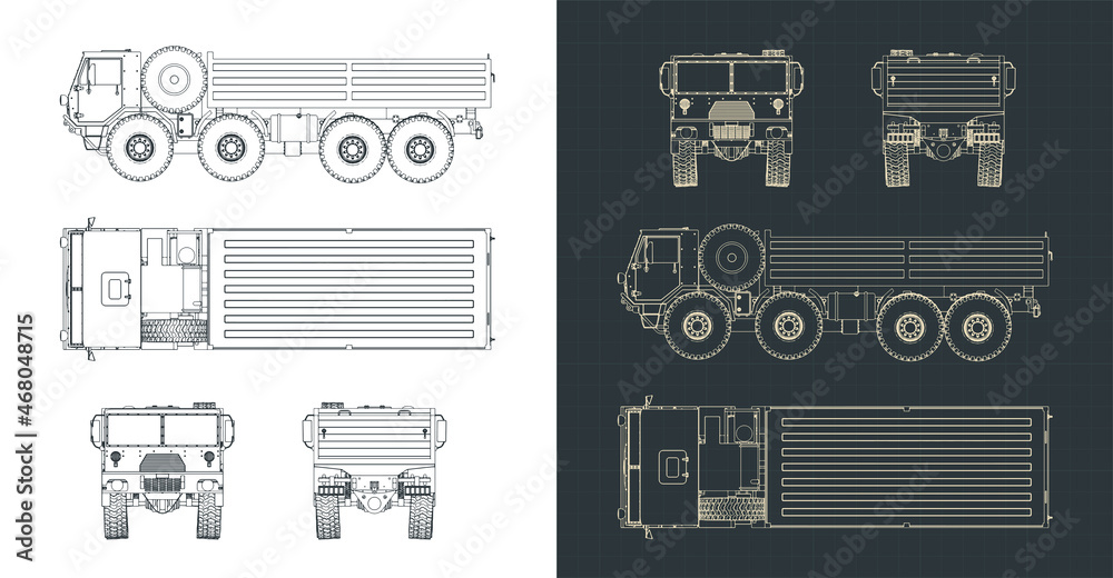 Military heavy duty truck blueprints