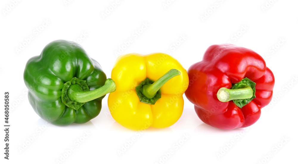 fresh sweet pepper, red, green, yellow paprika, isolated on white background fresh sweet pepper, red, green, yellow paprika, isolated on white background