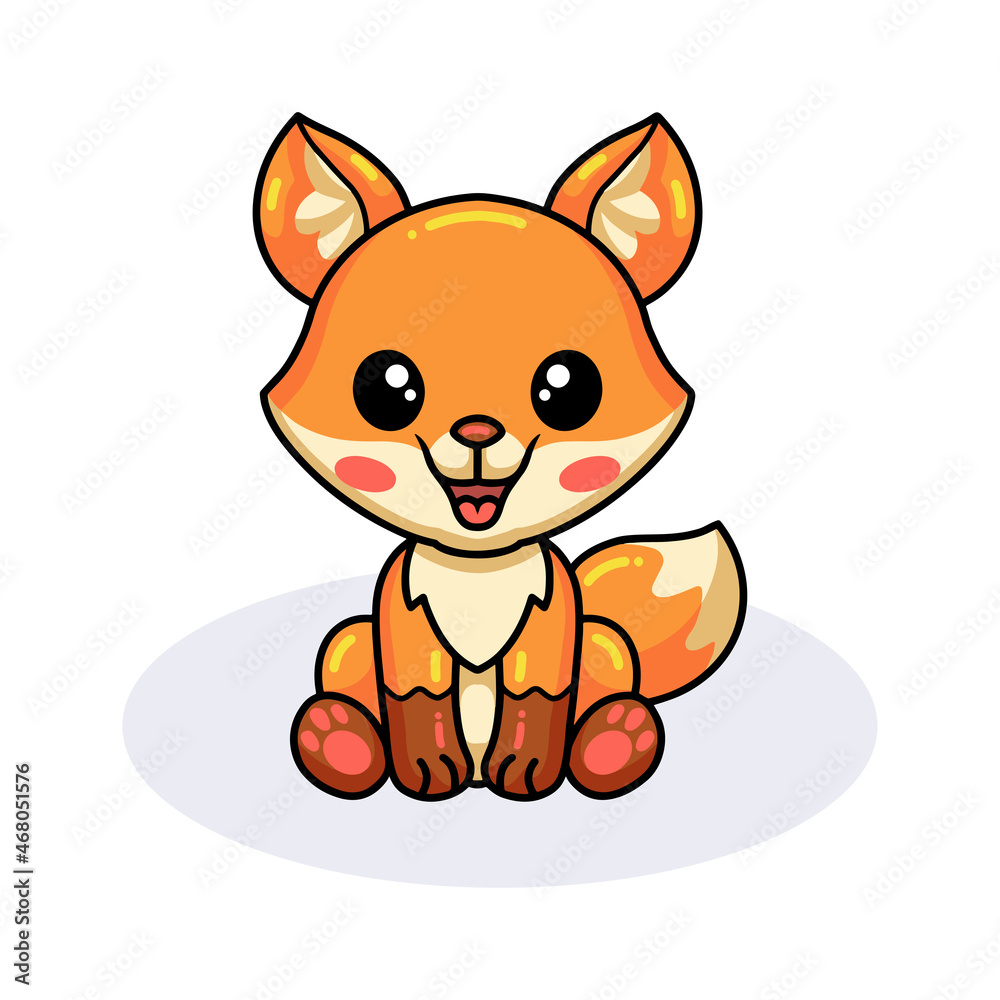 Fototapeta premium Cute little fox cartoon sitting