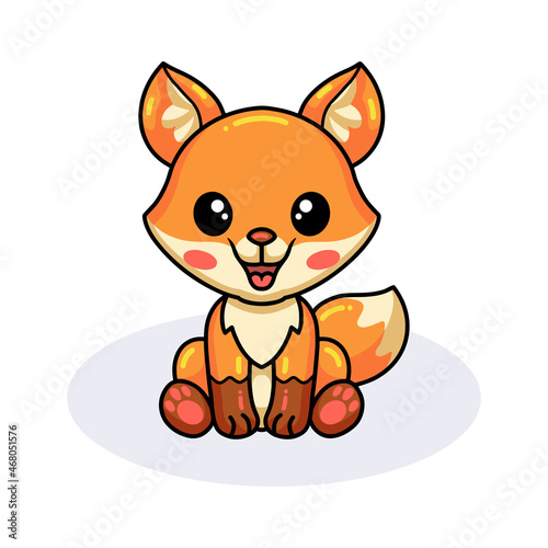 Cute little fox cartoon sitting