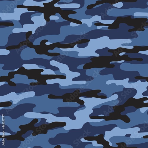 modern military blue vector camouflage print, seamless pattern for clothing headband or print. camouflage from pols