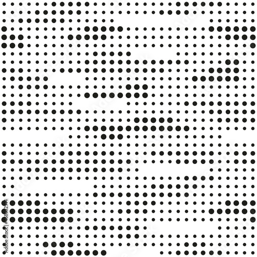 seamless print abstraction from krgs of different shapes. black circles on a white background. mesh of circles for clothing or print or background