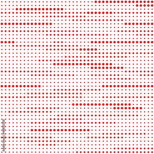 seamless print abstraction from krgs of different shapes. red circles on a white background. mesh of circles for clothing or print or background
