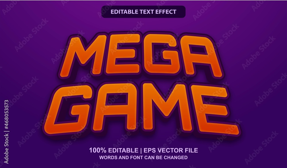 Mega Game Editable Text Effect Style Vector