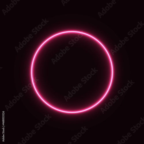 pink neon circle. glowing circle on a black background. pink neon vector print.