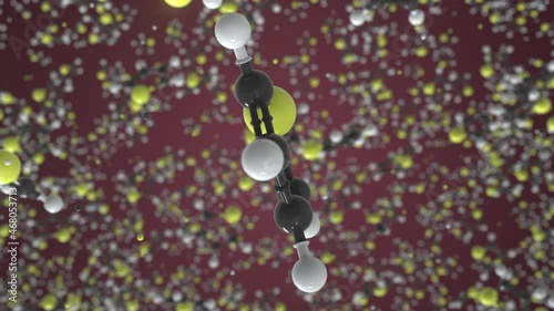 Molecule of thiophene, isolated molecular model. Looping 3D animation or motion background photo