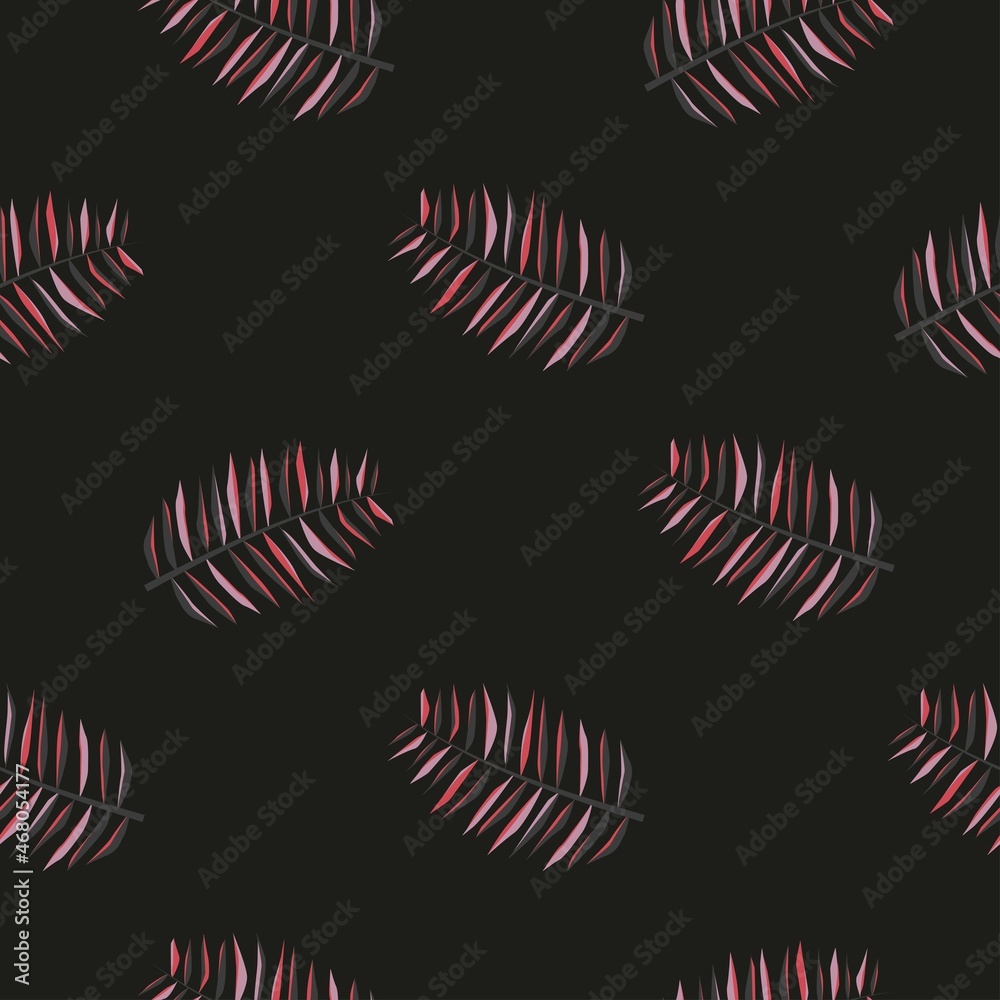 red orange plant branch. seamless print of plants. wind twig pattern for clothing or print