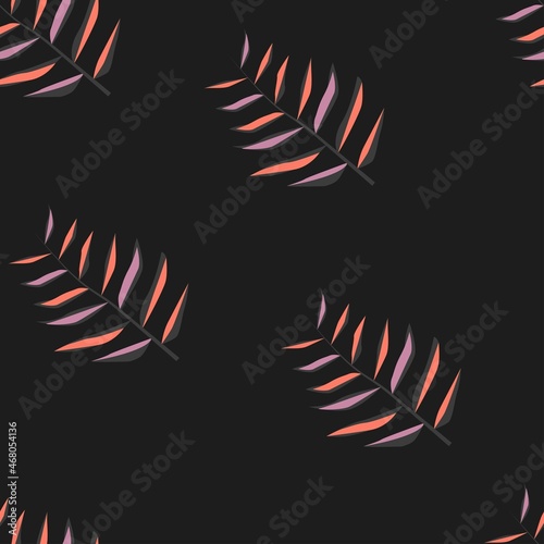 orange pink plant branch. seamless print of plants. wind twig pattern for clothing or print