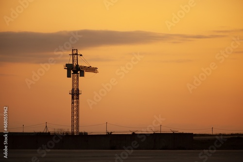 Big construction site on the outskirts near the road