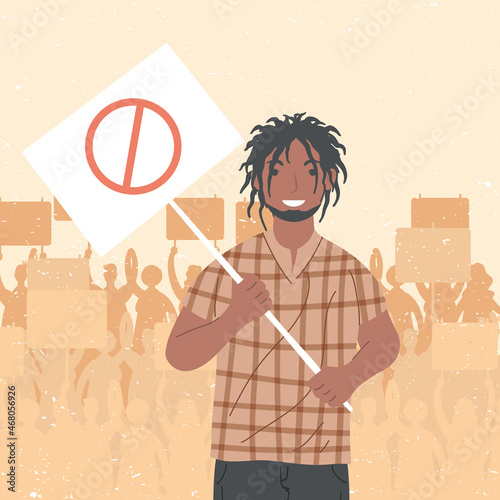 black man afro on protest