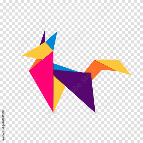 Fox origami. Abstract colorful vibrant fox logo design. Animal origami. Vector illustration