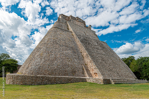 The Pyramid of the Sorcerer  main building of the ancient mayan city of Uxmal in Yucatan  Mexico