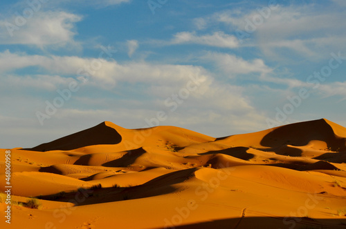 Beautiful view of sand dunes in the Sahara desert, Morrocco photo