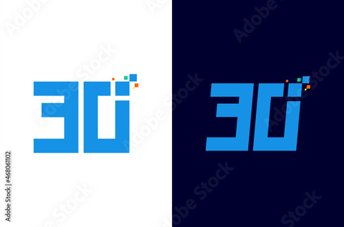 Number 30 digital logo design with pixel