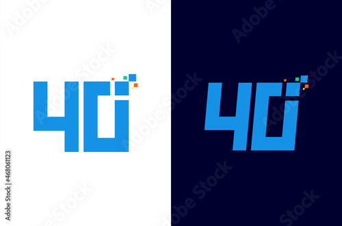 Number 40 digital logo design with pixel