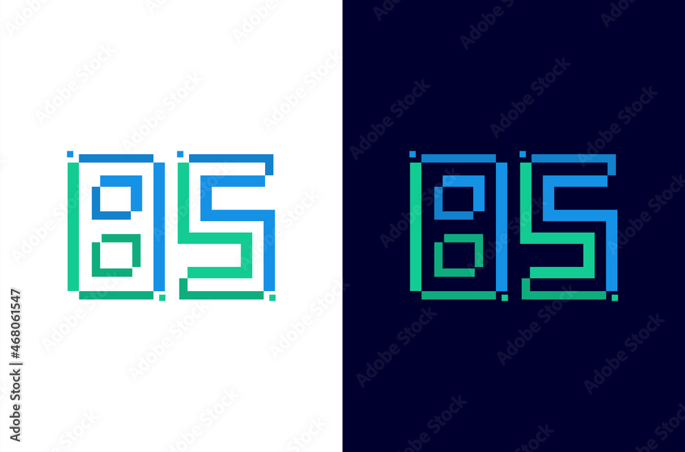 Number 85 digital logo design with pixel icon for technology template or element