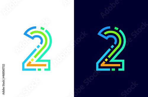 Number 2 digital logo with colorful line