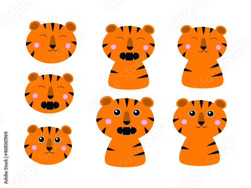 Set tiger cartoon character mascot animal wild  decoration ornament chinese new year holiday vacation asian zodiac celebration festival taiwan macau japapnese hongkong thailand shanghai country town  