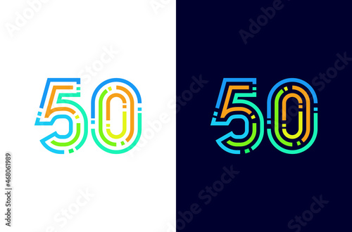 Number 50 digital logo with colorful line