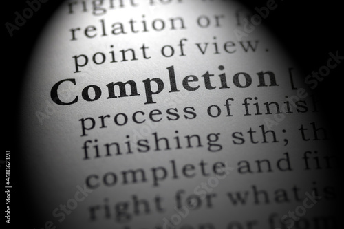 Dictionary definition of completion