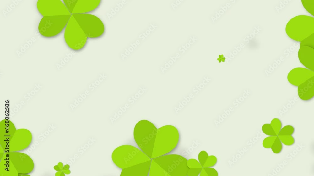Motion big Saint Patrick shamrocks pattern, national Ireland holidays style background Motion big Saint Patrick shamrocks pattern, national Ireland holidays style background
