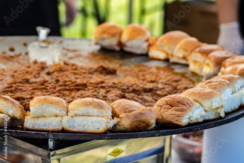 Pav Bhaji Being Cooked and Sold at a Street Vendor’s Stall