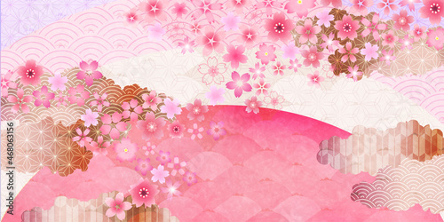  桜　和紙　和柄　背景