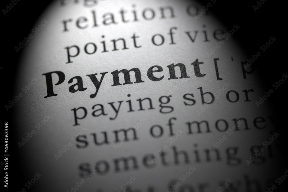 Obraz premium Dictionary definition of payment