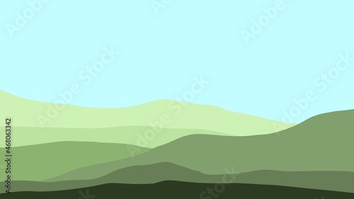Green Mountains Landscape Illustration Background. © Bluesky60