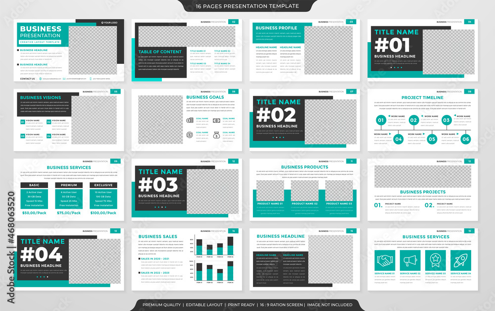 set of business presentation layout template with minimalist and clean style